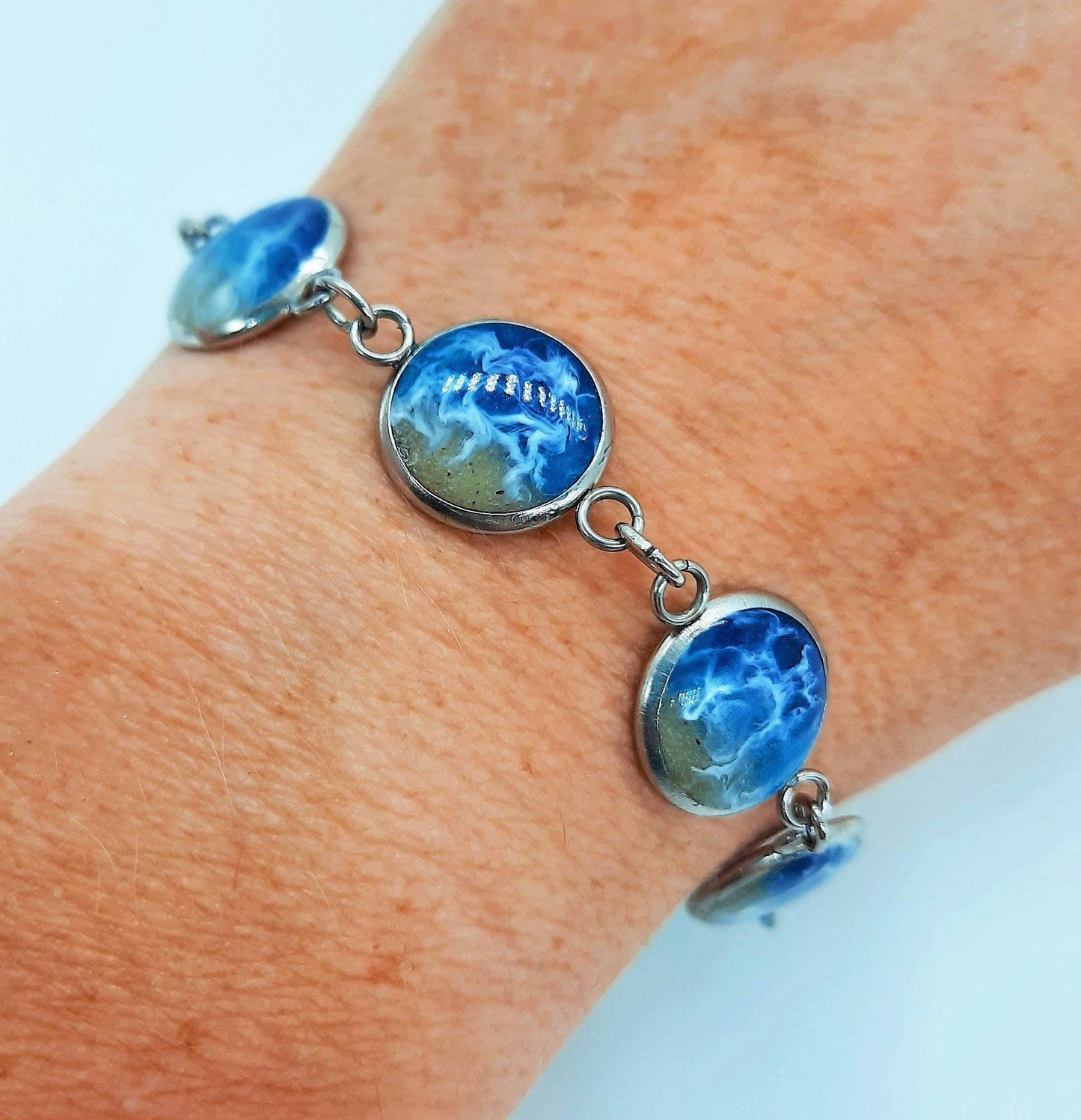 Small Circle Resin Seascape Link Bracelet