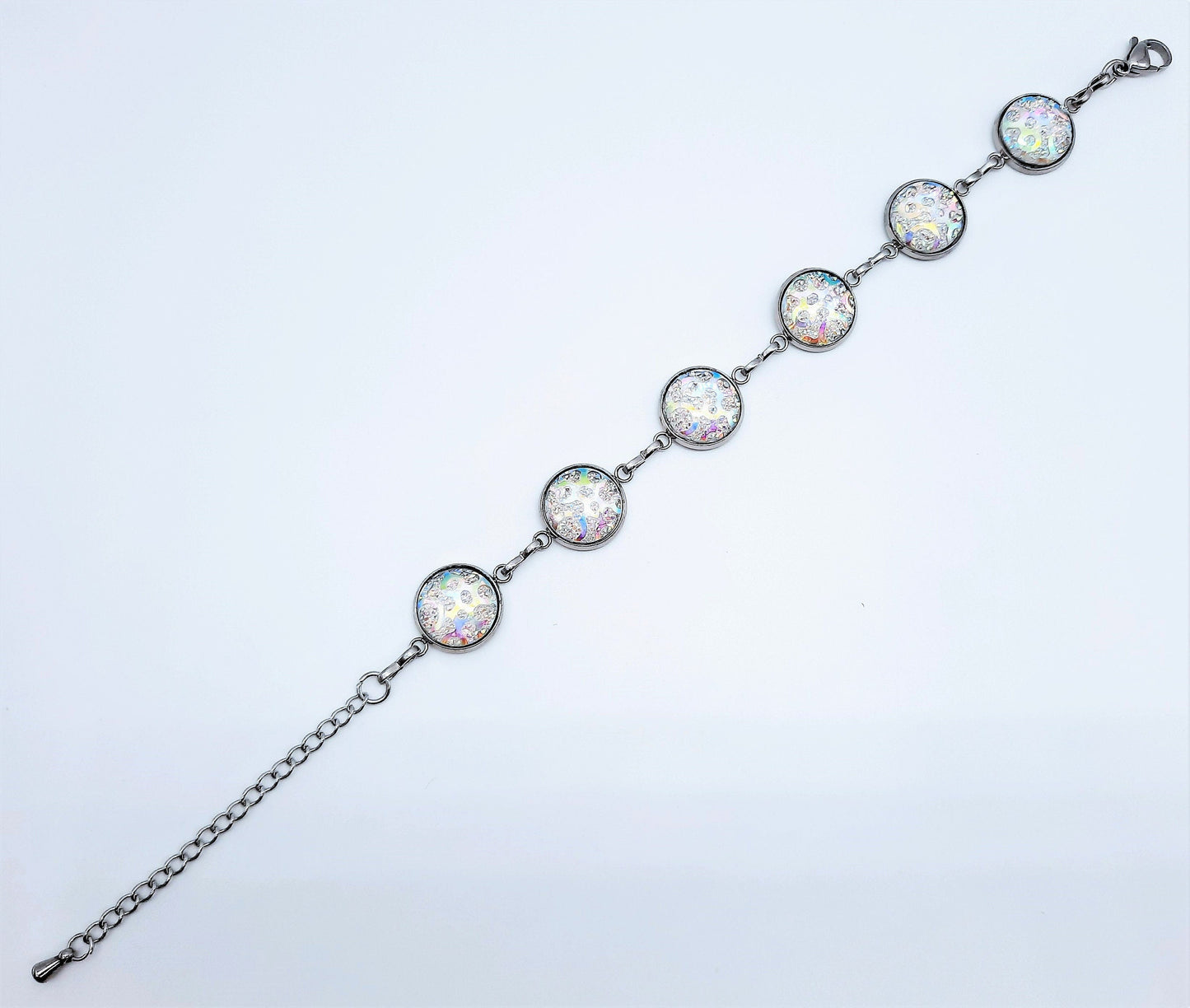 Iridescent White Resin Link Bracelet