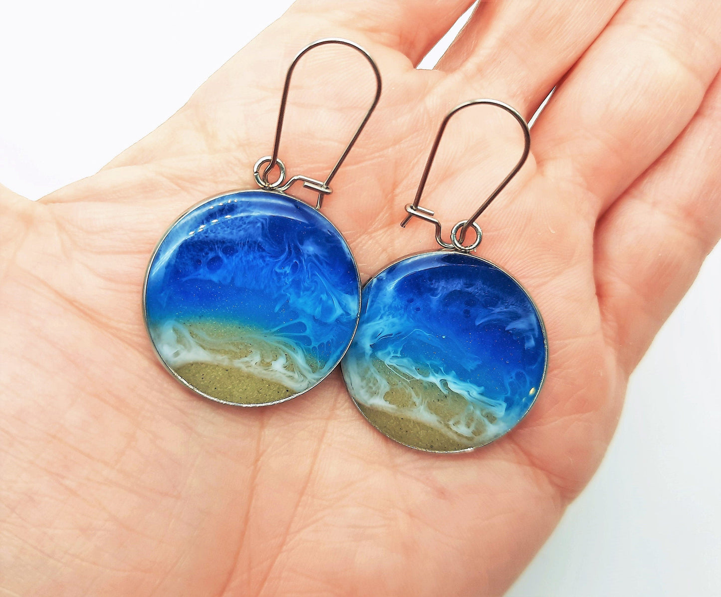 Circle Resin Seascape Necklace & Earring Set