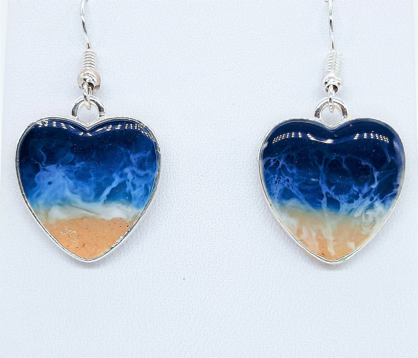 Heart Shaped Resin Seascape Earrings