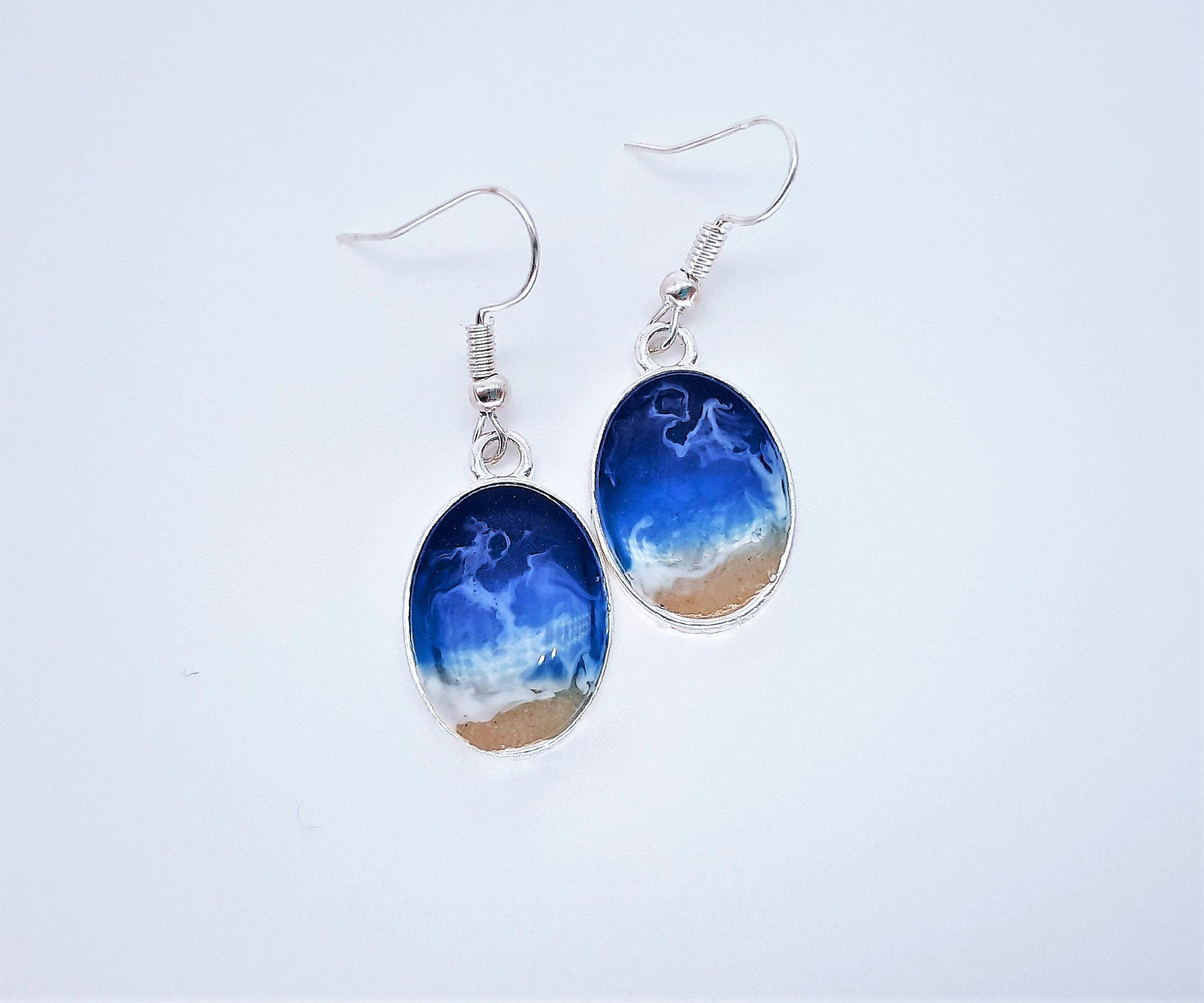 Small Oval Resin Seascape Earrings