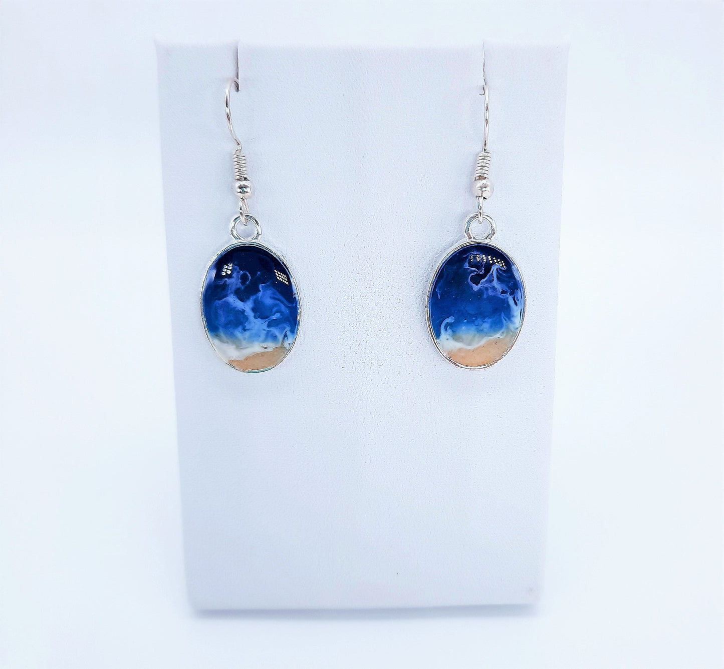 Small Oval Resin Seascape Earrings