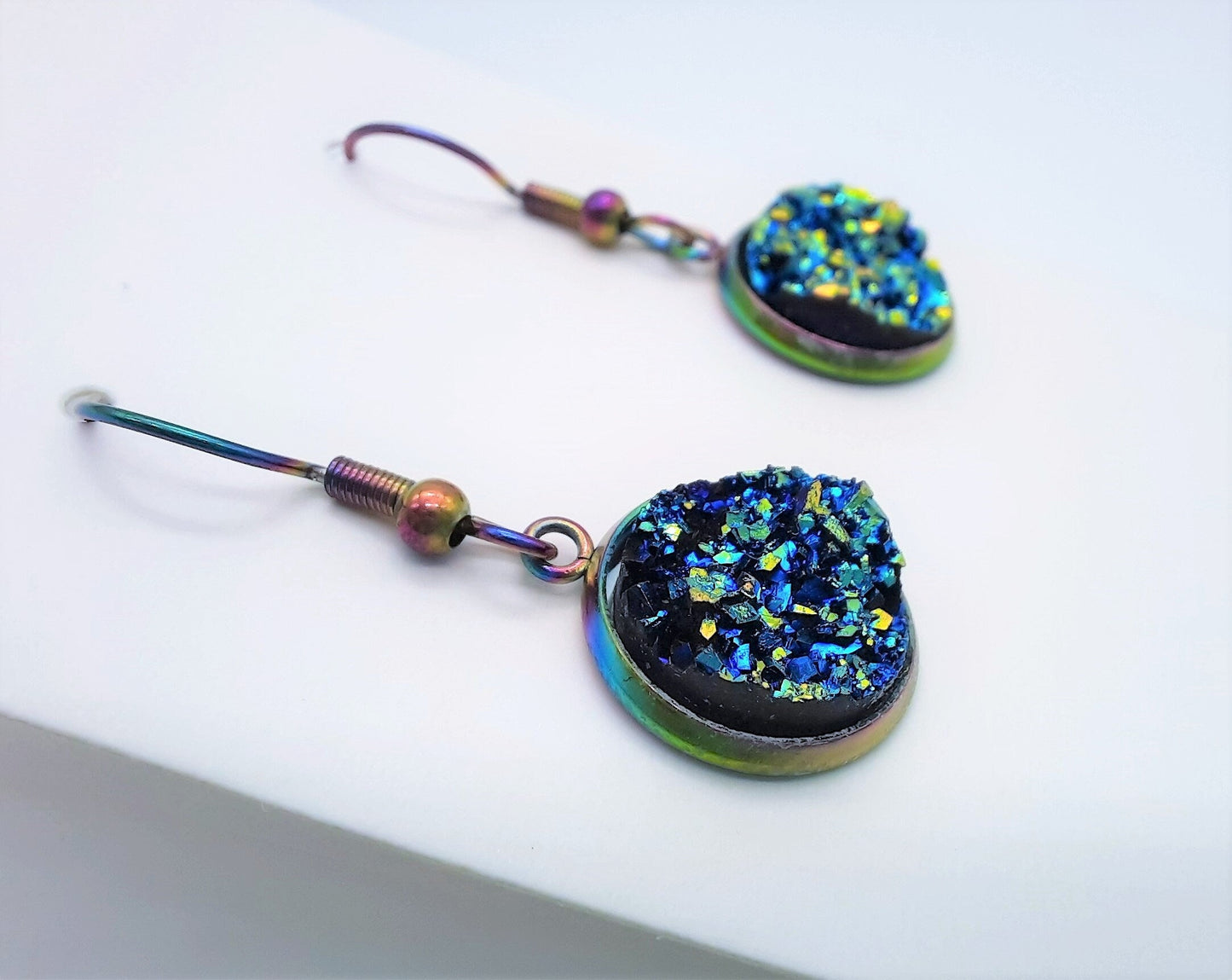 Iridescent Druzy Stone Earrings