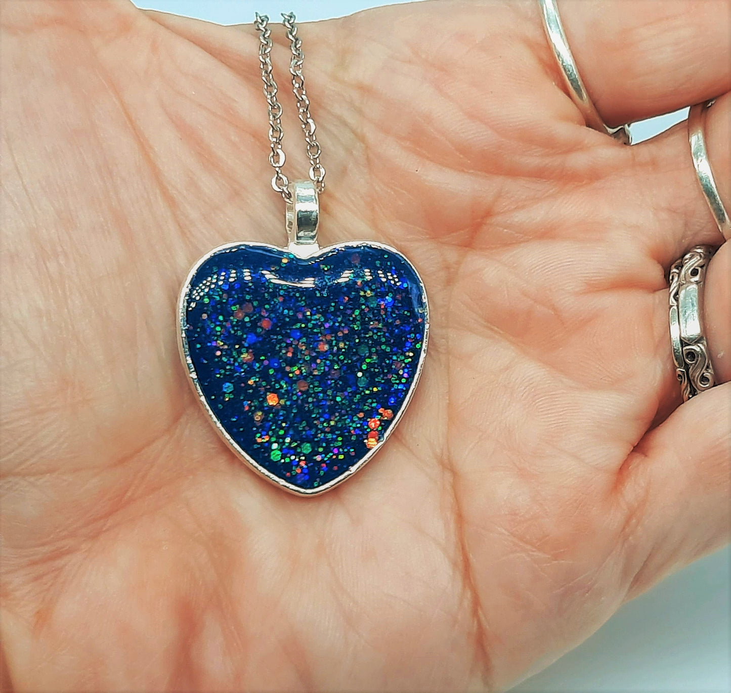 Resin Heart Pendant Necklace
