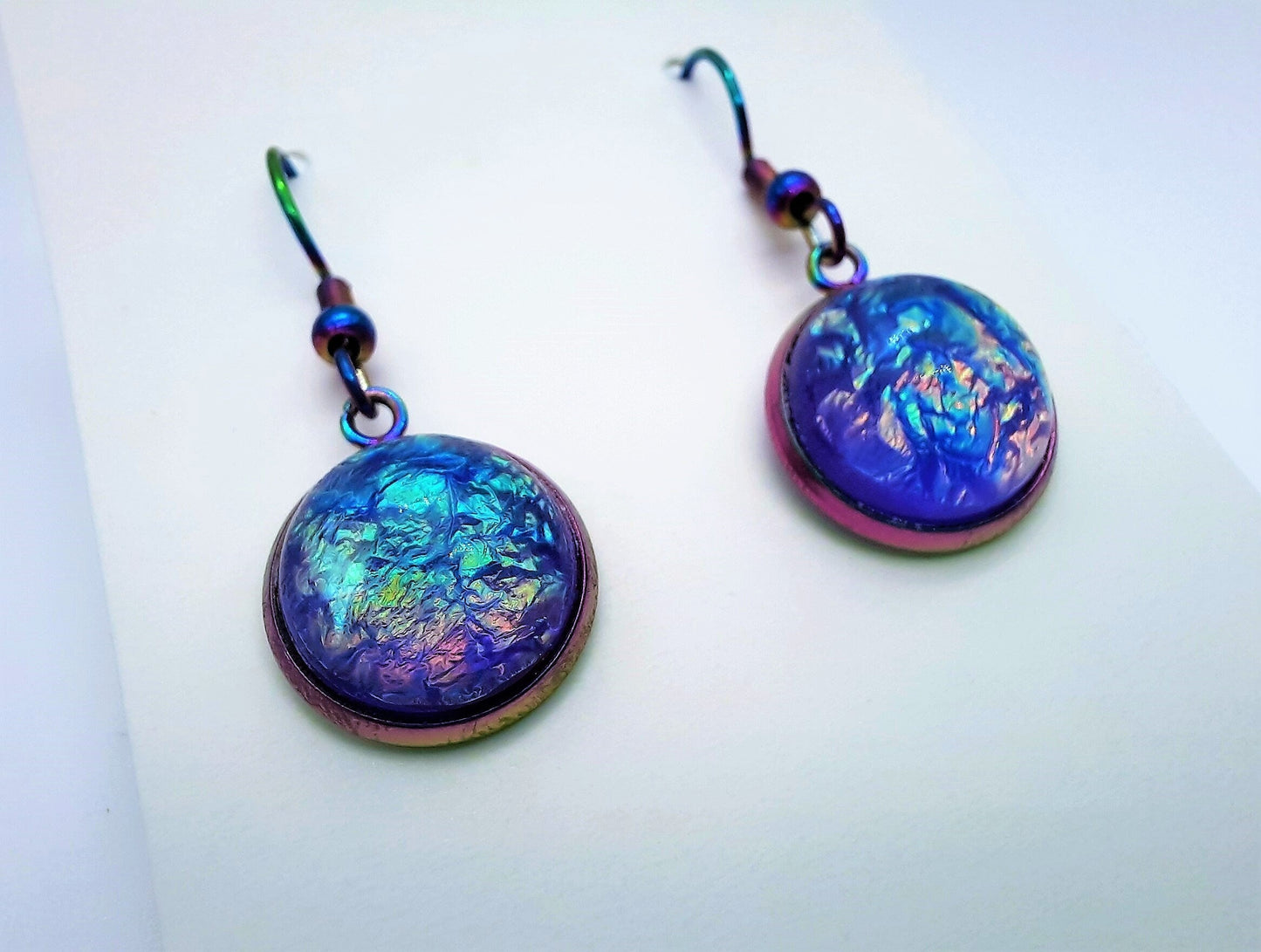 Purple Iridescent Resin Earrings