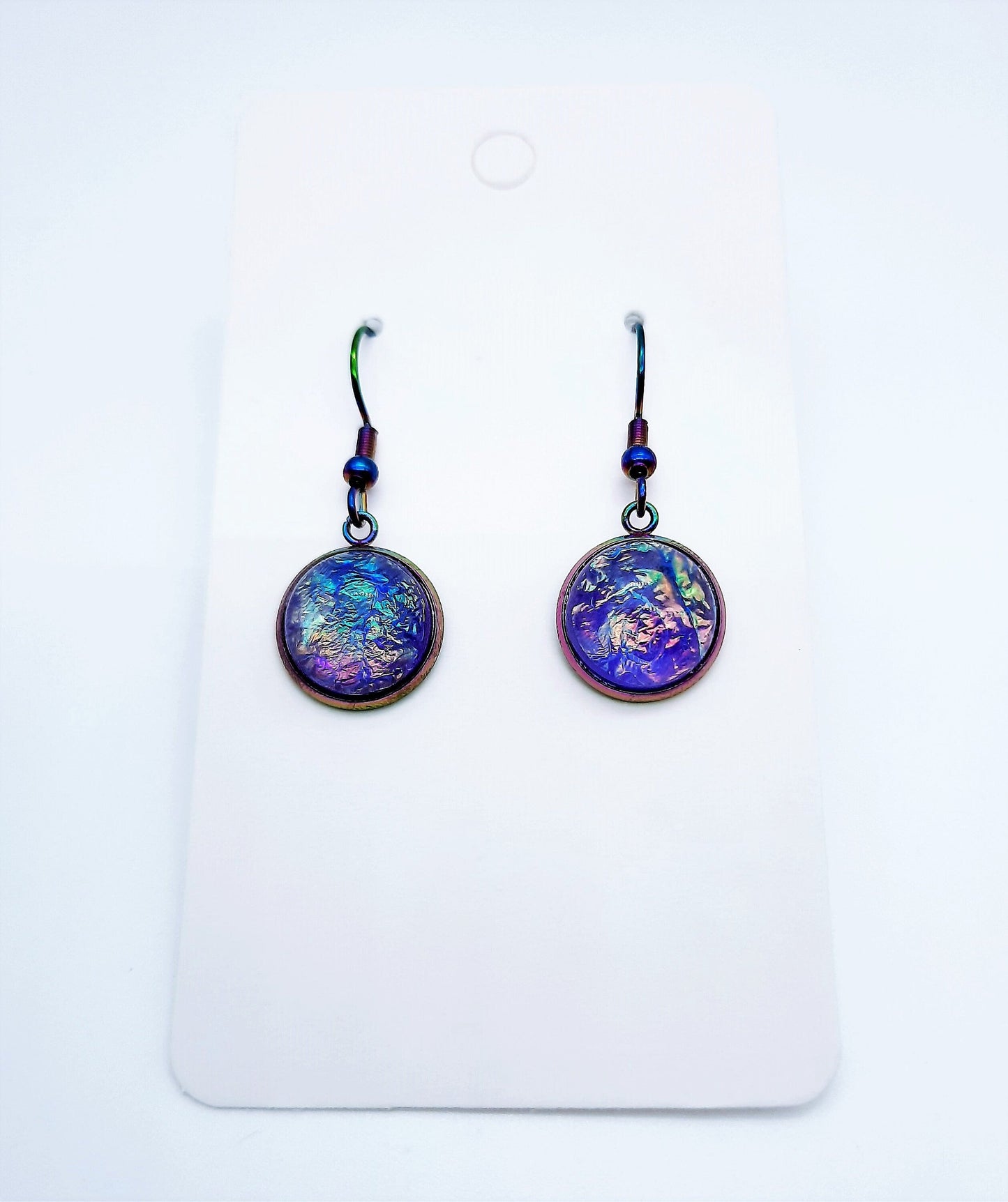 Purple Iridescent Resin Earrings