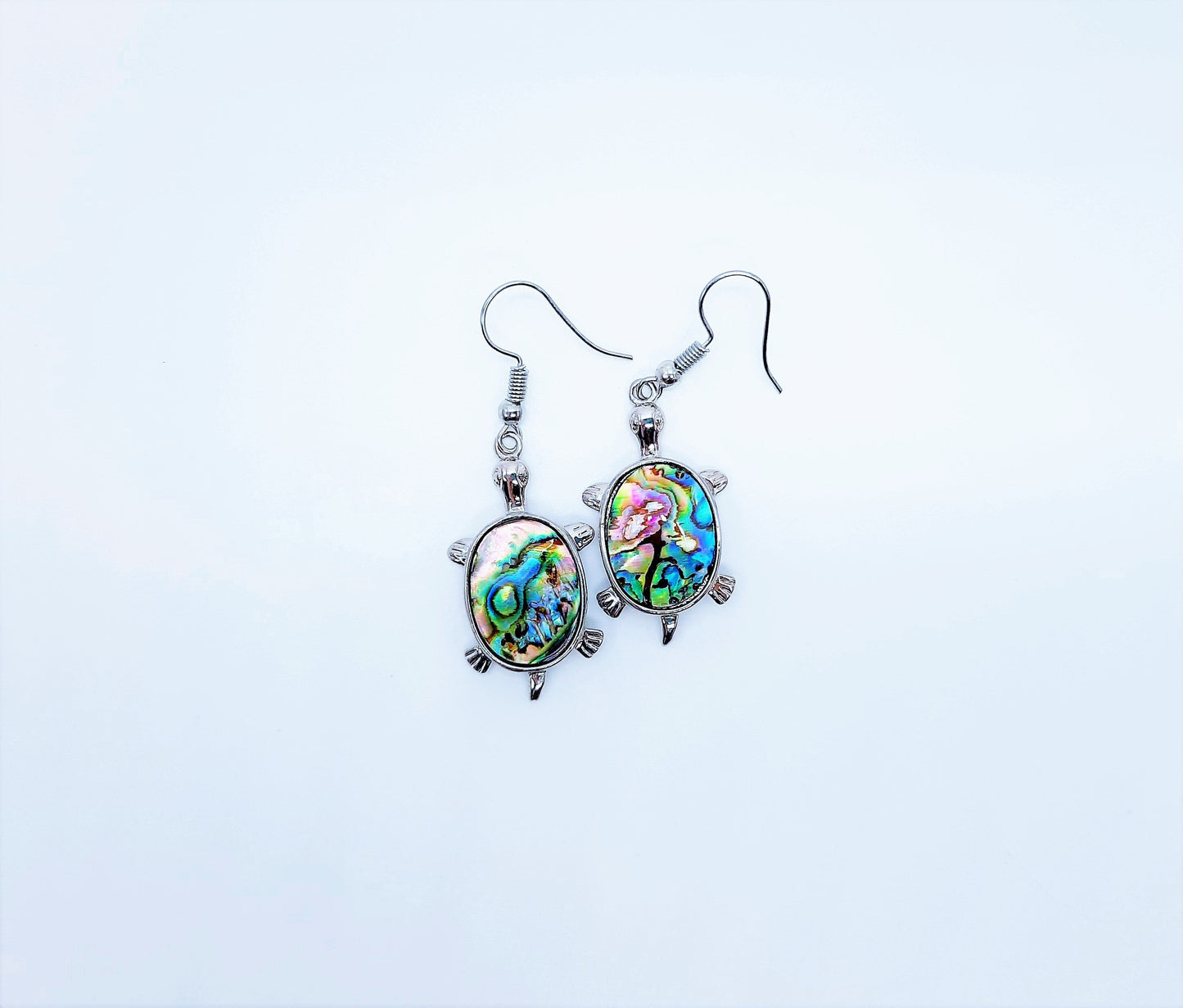 Abalone / Paua Seashell Sea Turtle Dangle Earrings