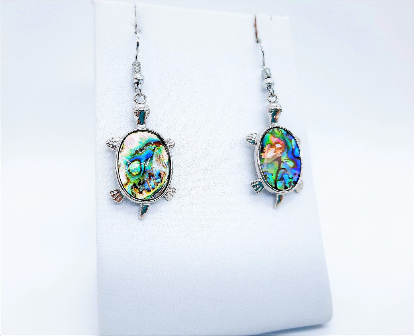 Abalone / Paua Seashell Sea Turtle Dangle Earrings