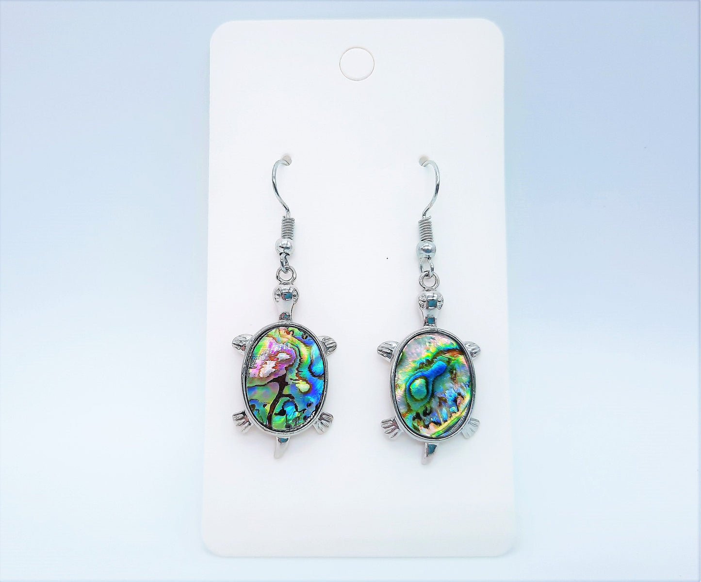 Abalone / Paua Seashell Sea Turtle Dangle Earrings