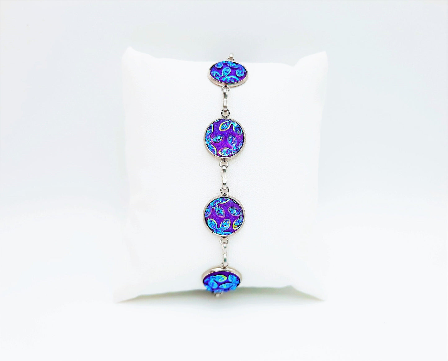 Purple Iridescent Resin Link Bracelet