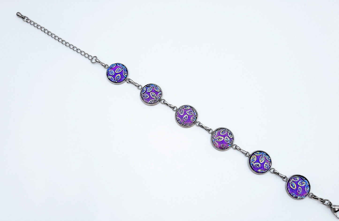 Purple Iridescent Resin Link Bracelet