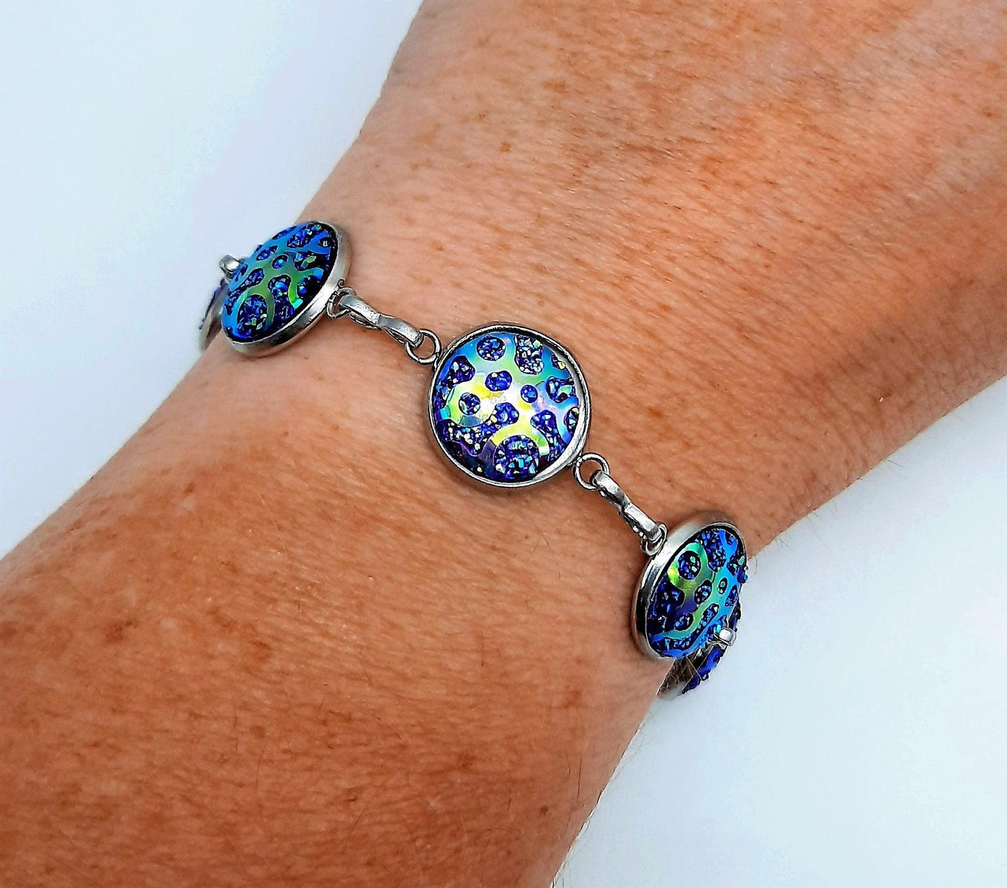 Purple Iridescent Resin Link Bracelet