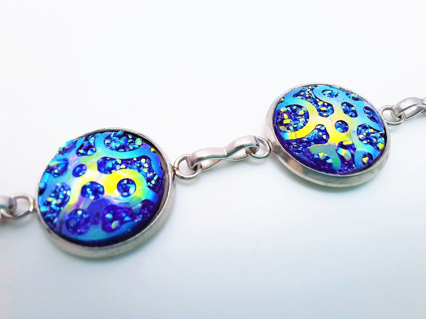 Purple Iridescent Resin Link Bracelet