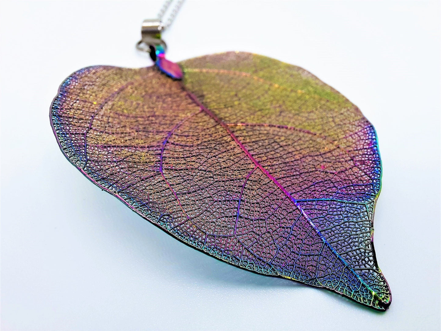 Rainbow Chromium Leaf Necklace