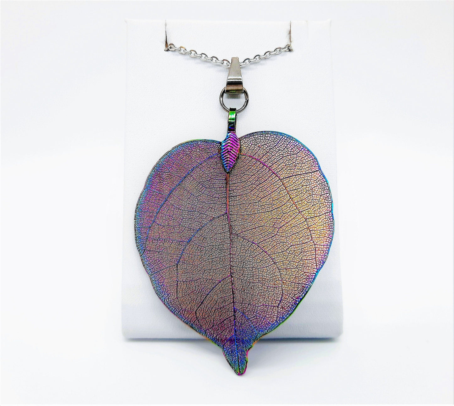 Rainbow Chromium Leaf Necklace