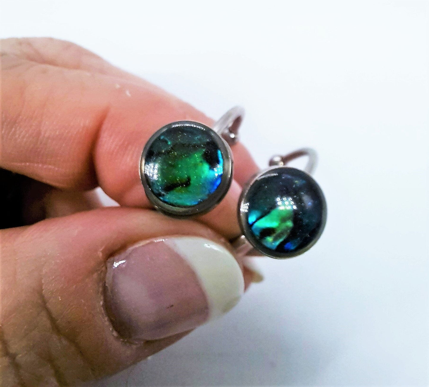 Abalone / Paua Seahhell Stainless Steel Cuff Finger Ring, Size 8