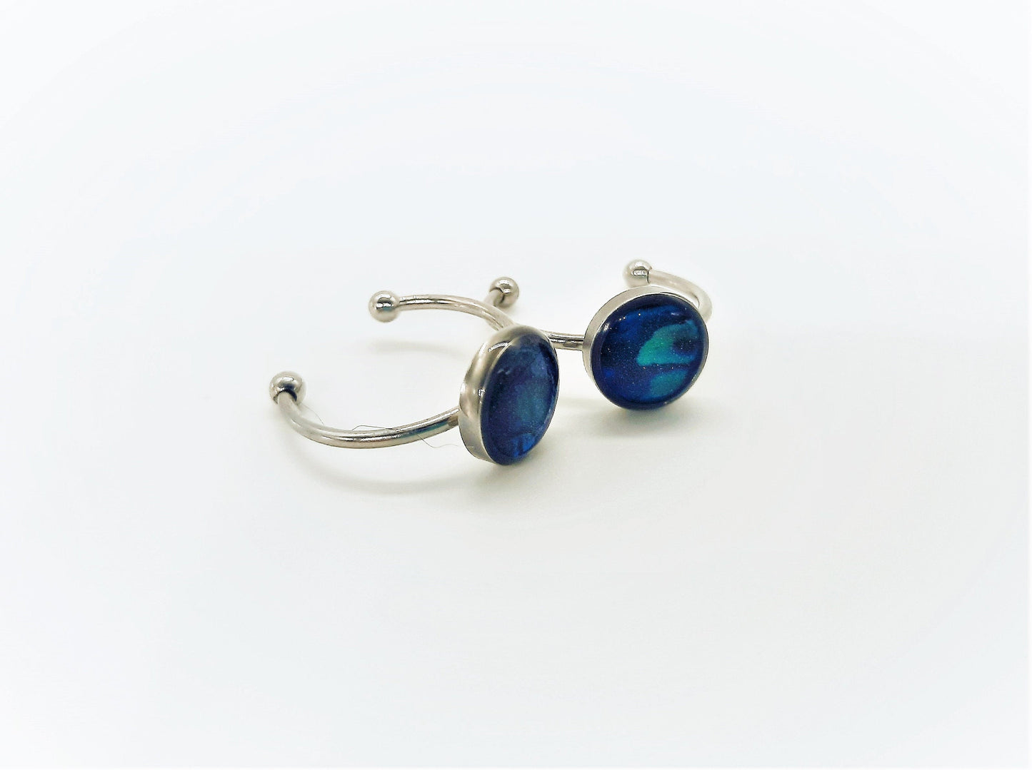 Abalone / Paua Seahhell Stainless Steel Cuff Finger Ring, Size 8