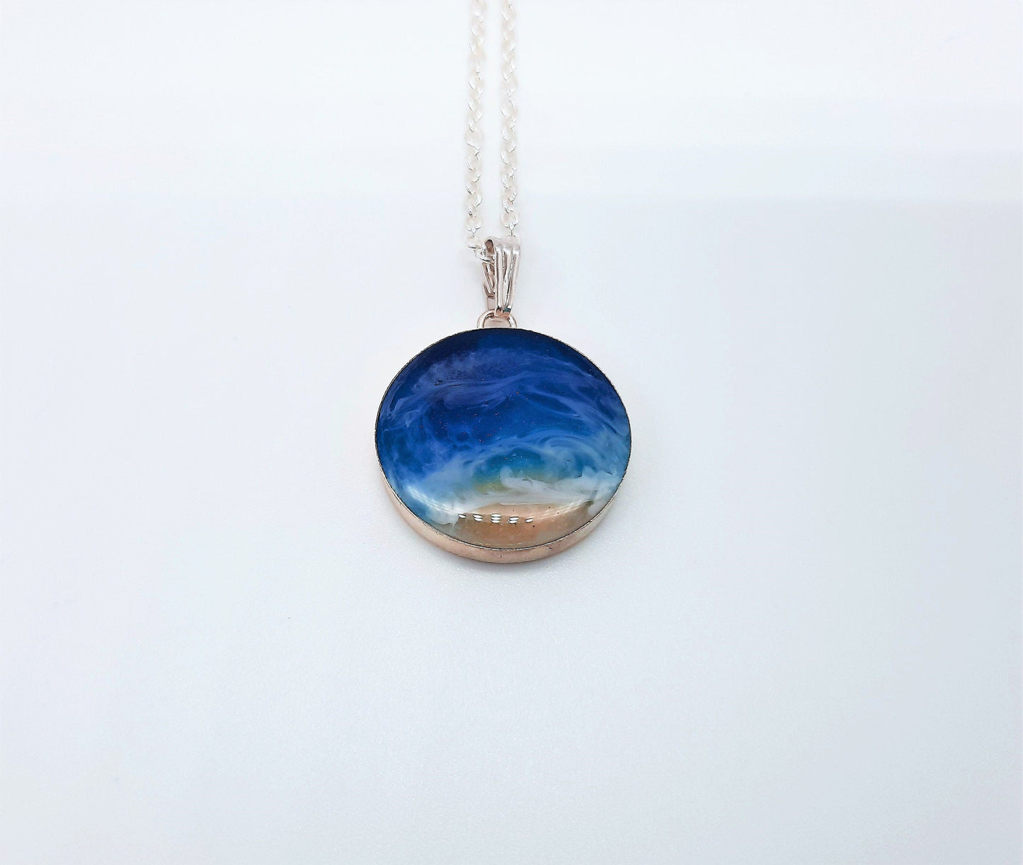 925 Sterling Silver Resin Seascape Necklace