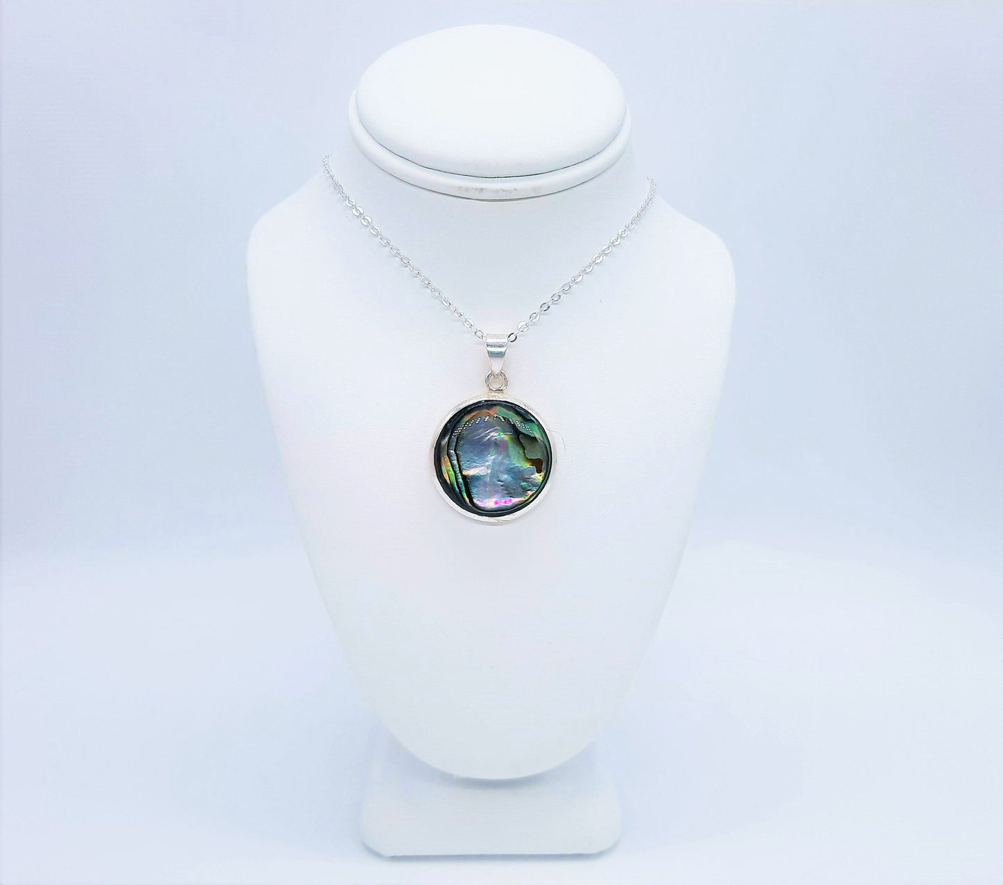 925 Sterling Silver Abalone / Paua Seashell Necklace