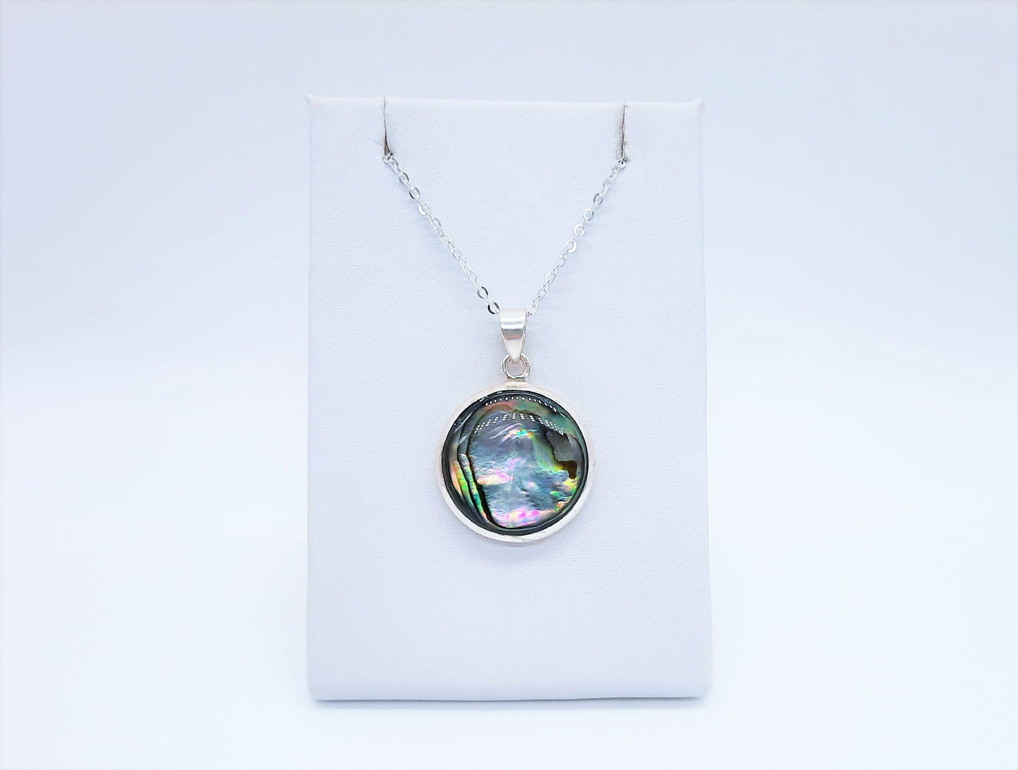 925 Sterling Silver Abalone / Paua Seashell Necklace