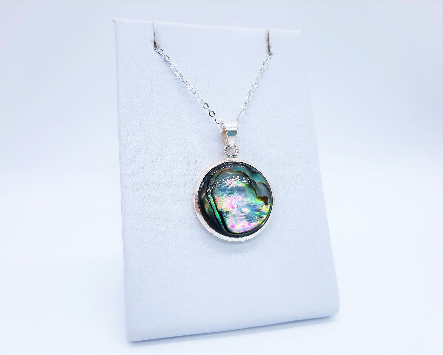 925 Sterling Silver Abalone / Paua Seashell Necklace