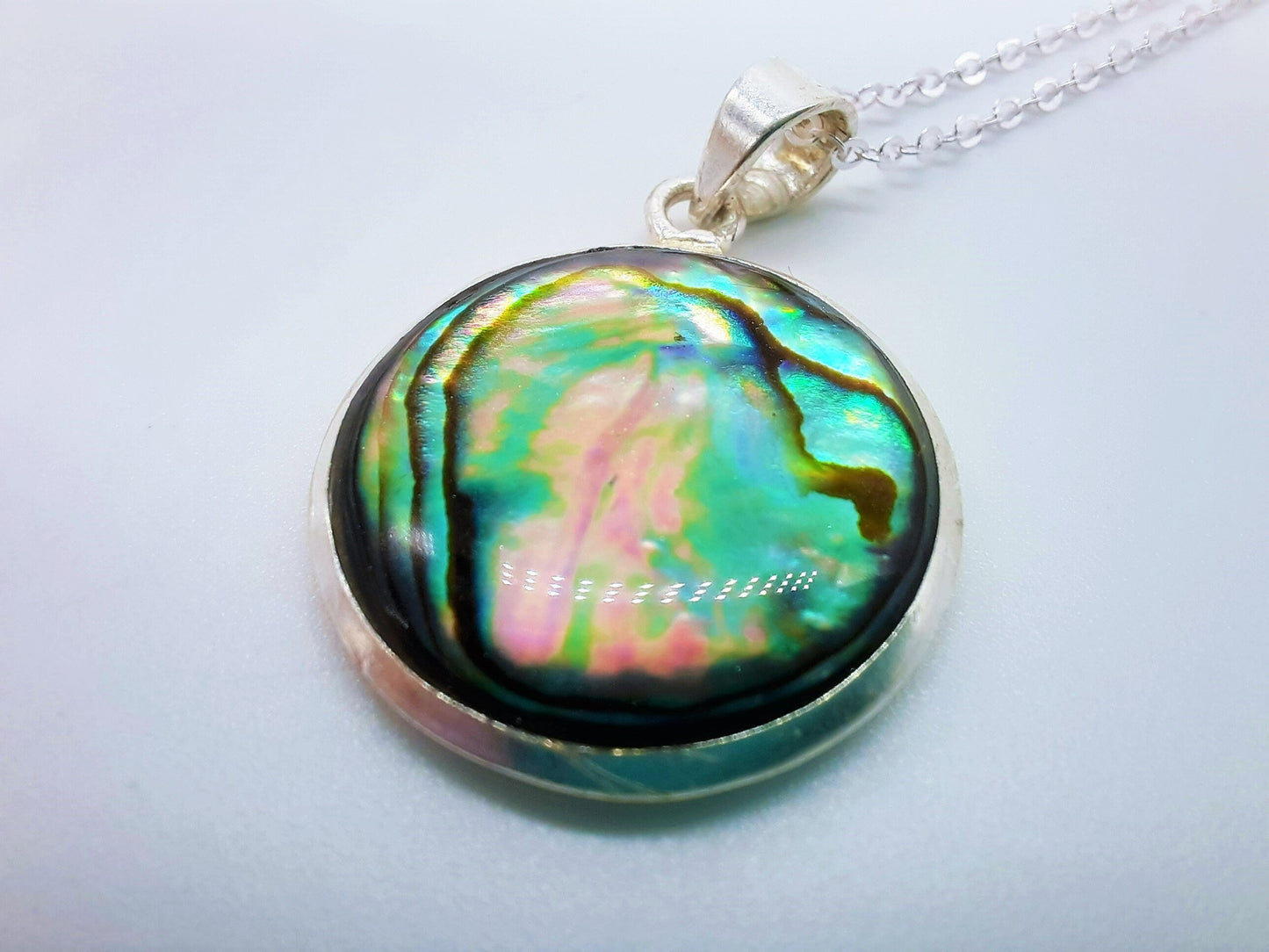 925 Sterling Silver Abalone / Paua Seashell Necklace
