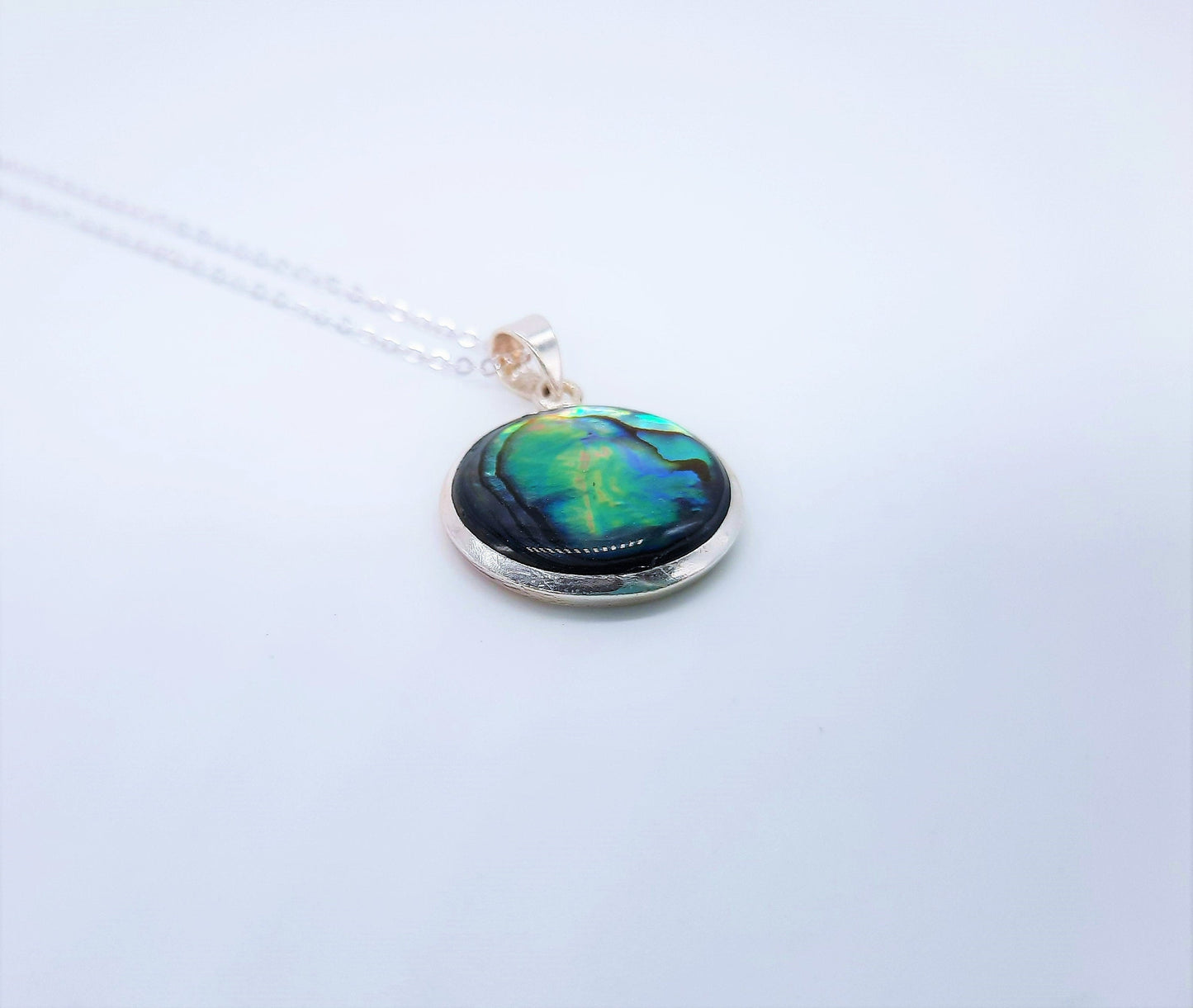 925 Sterling Silver Abalone / Paua Seashell Necklace