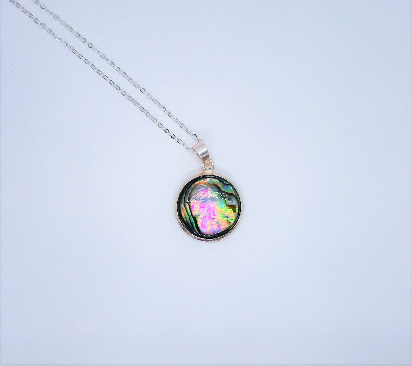 925 Sterling Silver Abalone / Paua Seashell Necklace