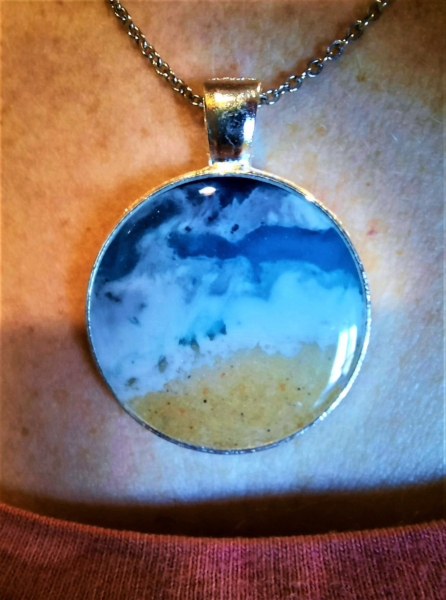Circle Resin Seascape Necklace