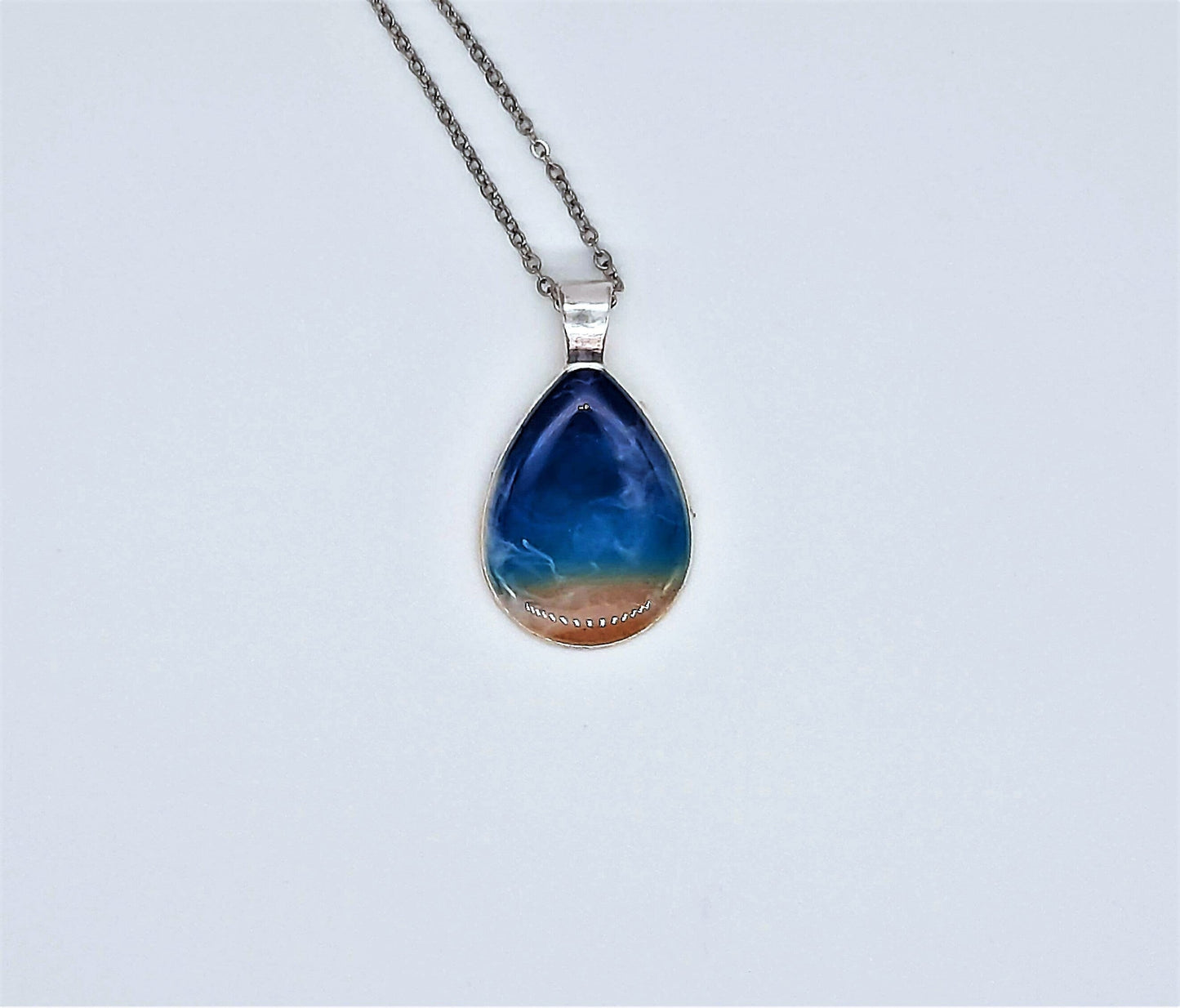 Teardrop Resin Seascape Necklace