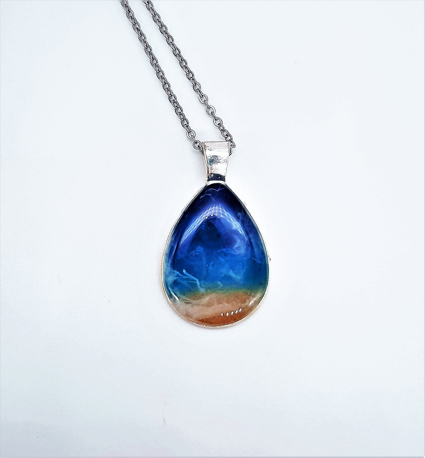 Teardrop Resin Seascape Necklace