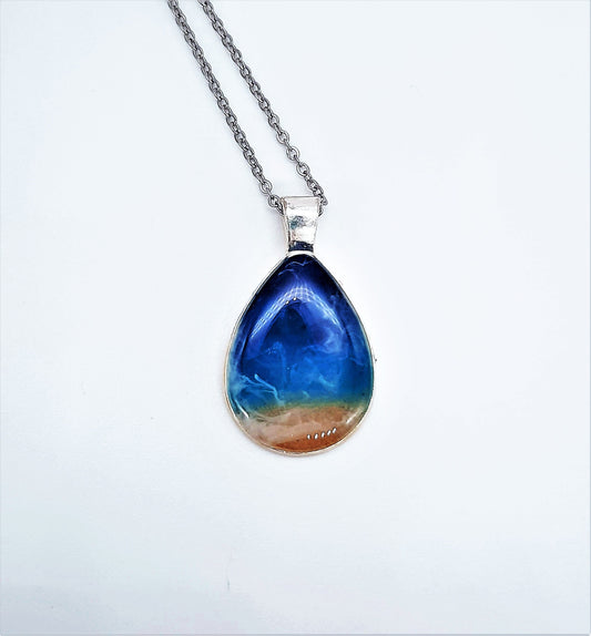 Teardrop Resin Seascape Necklace