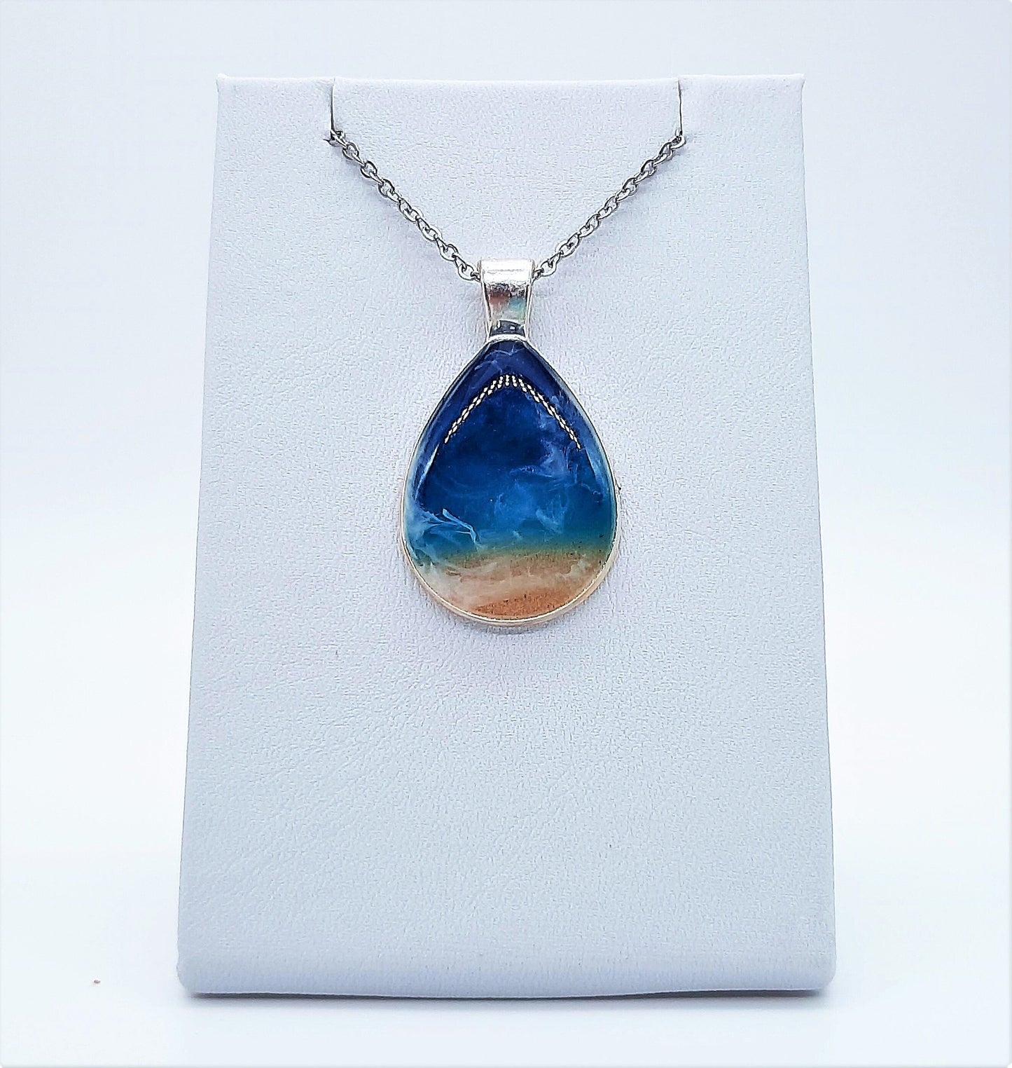 Teardrop Resin Seascape Necklace