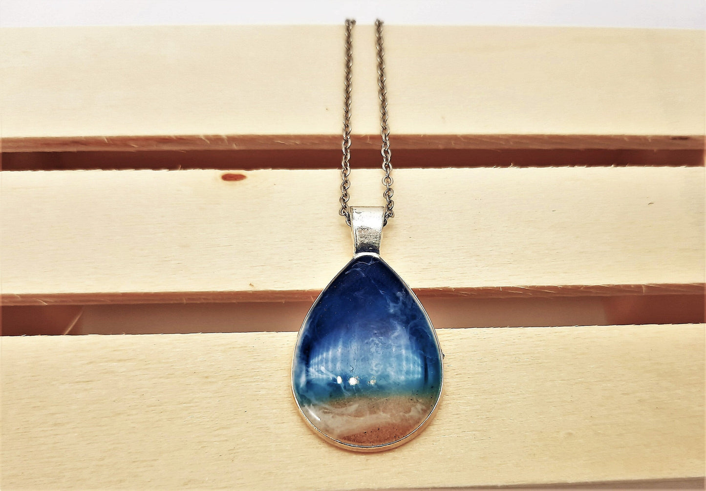 Teardrop Resin Seascape Necklace