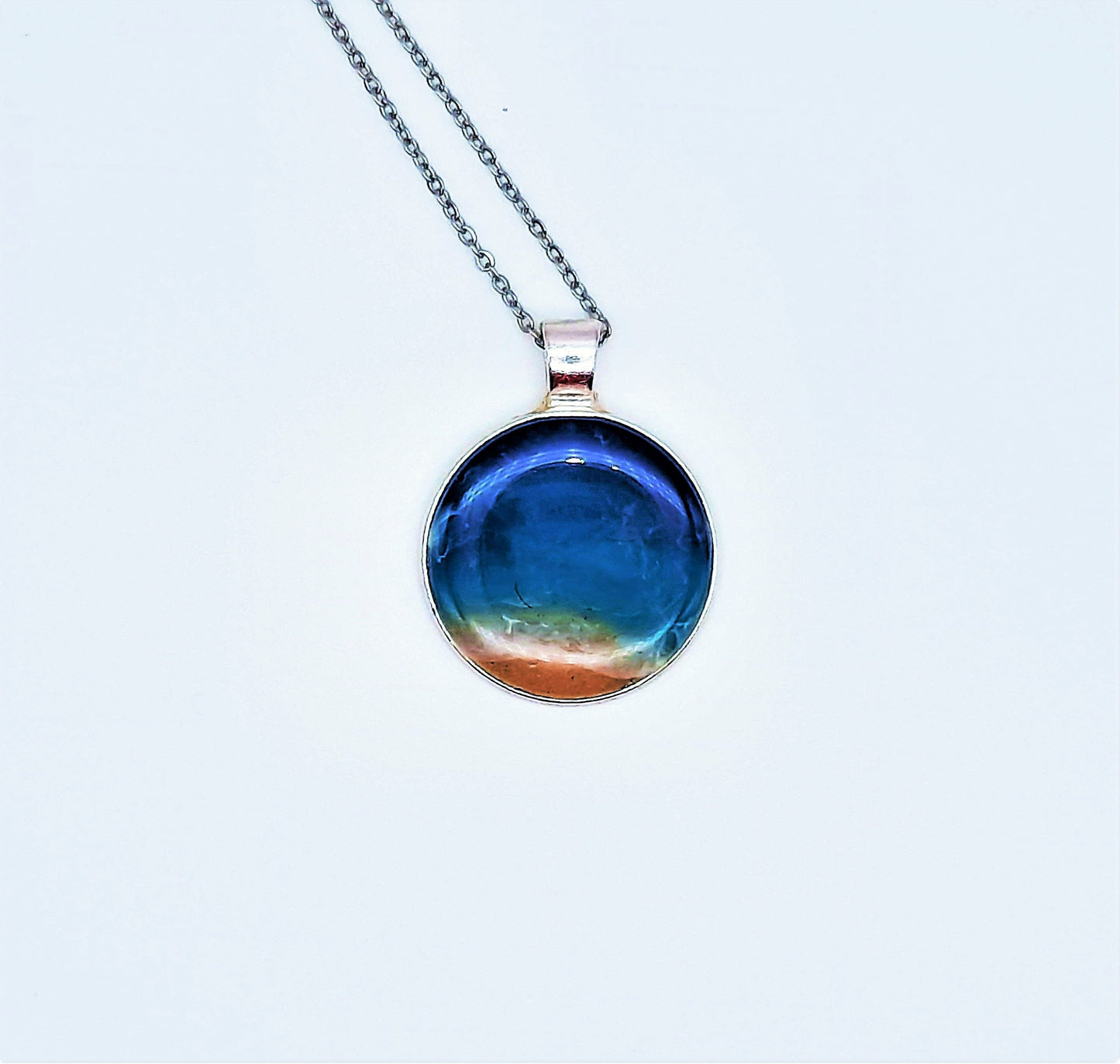 Circle Resin Seascape Necklace & Earring Set