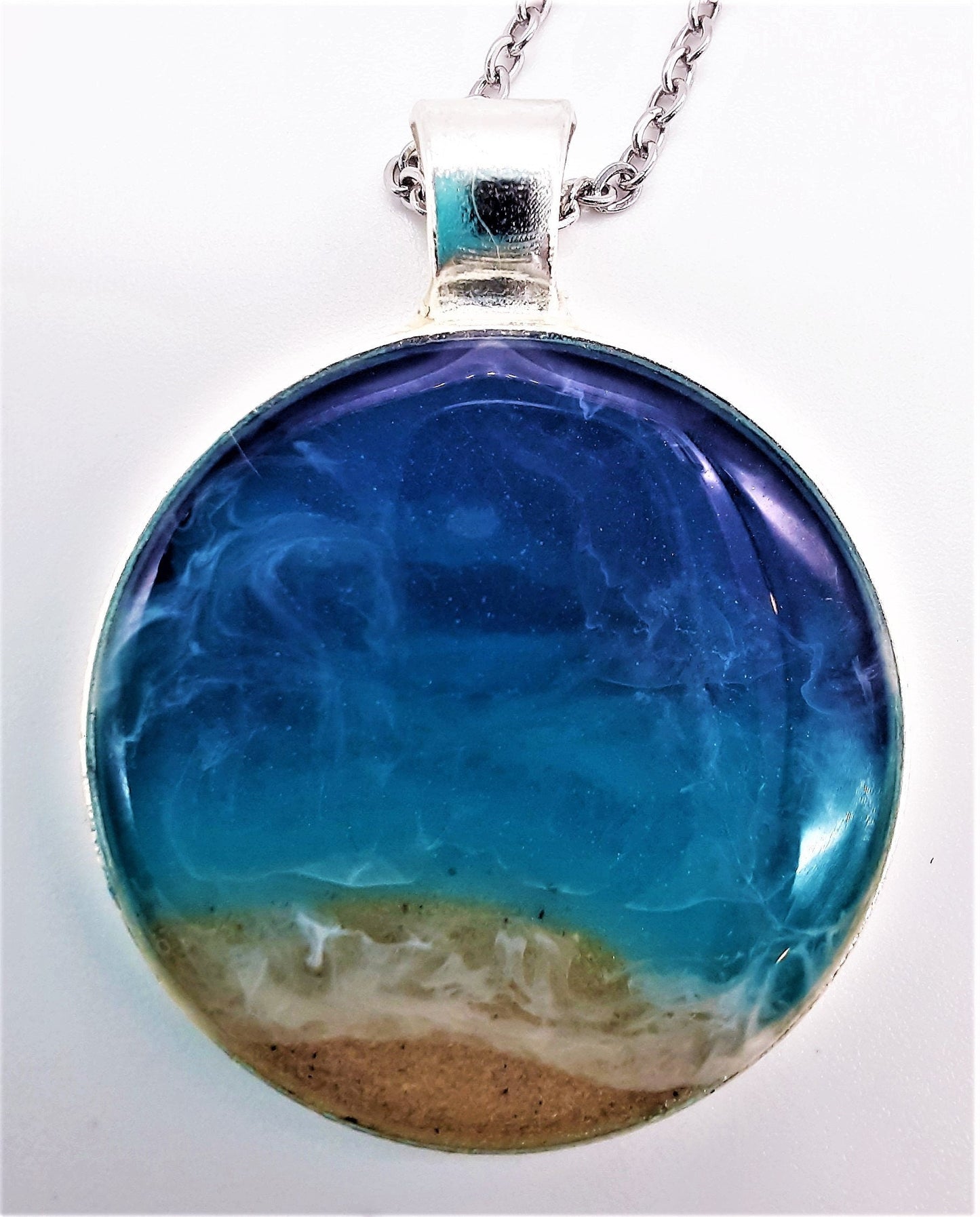 Circle Resin Seascape Necklace & Earring Set