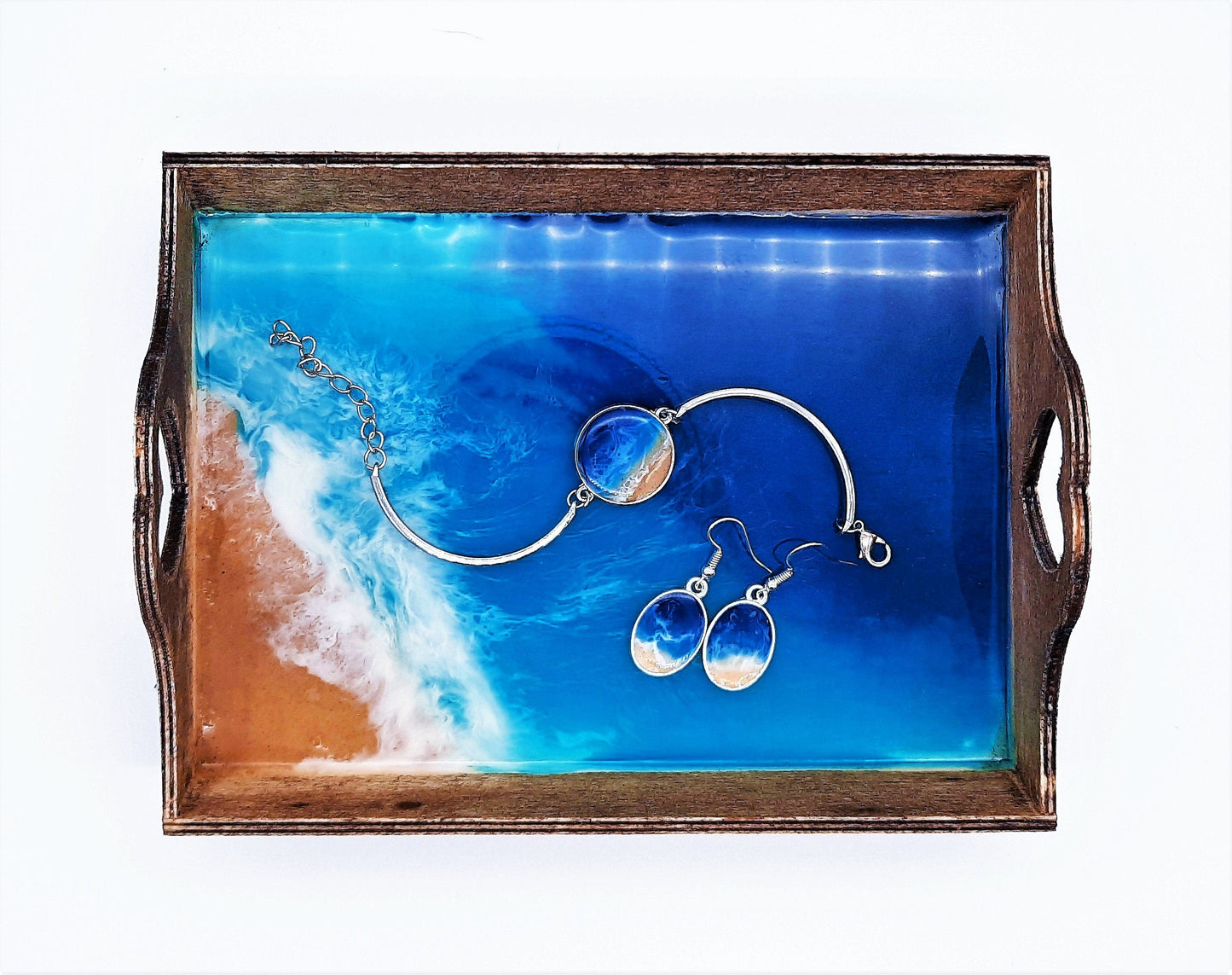 Resin Seascape Small Wooden Tray