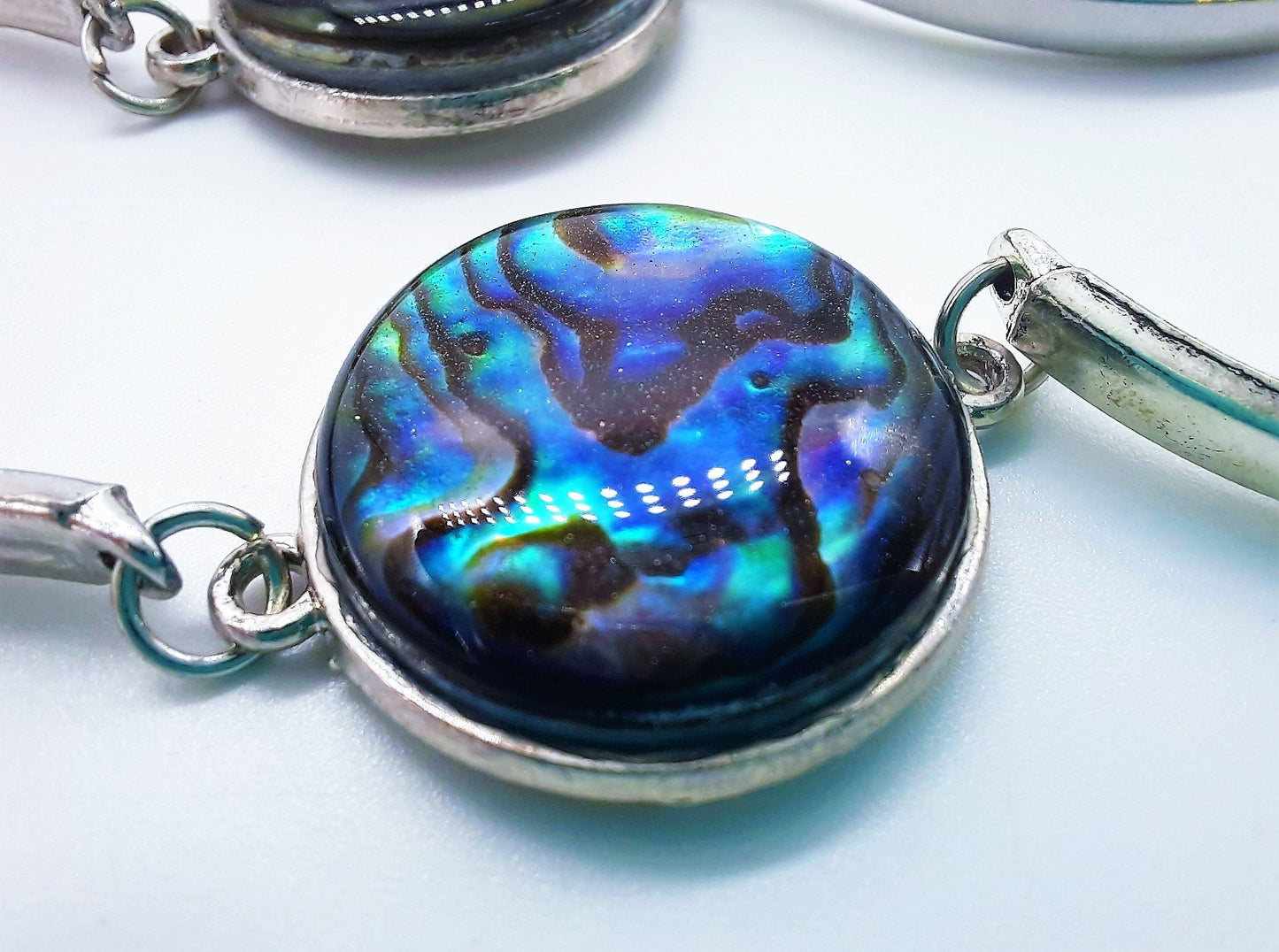 Abalone / Paua Seashell Adjustable Bangle Bracelet