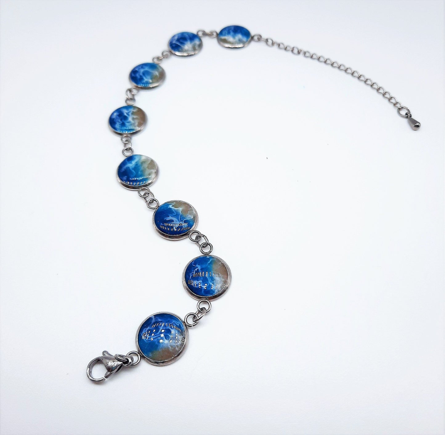 Small Circle Resin Seascape Link Bracelet