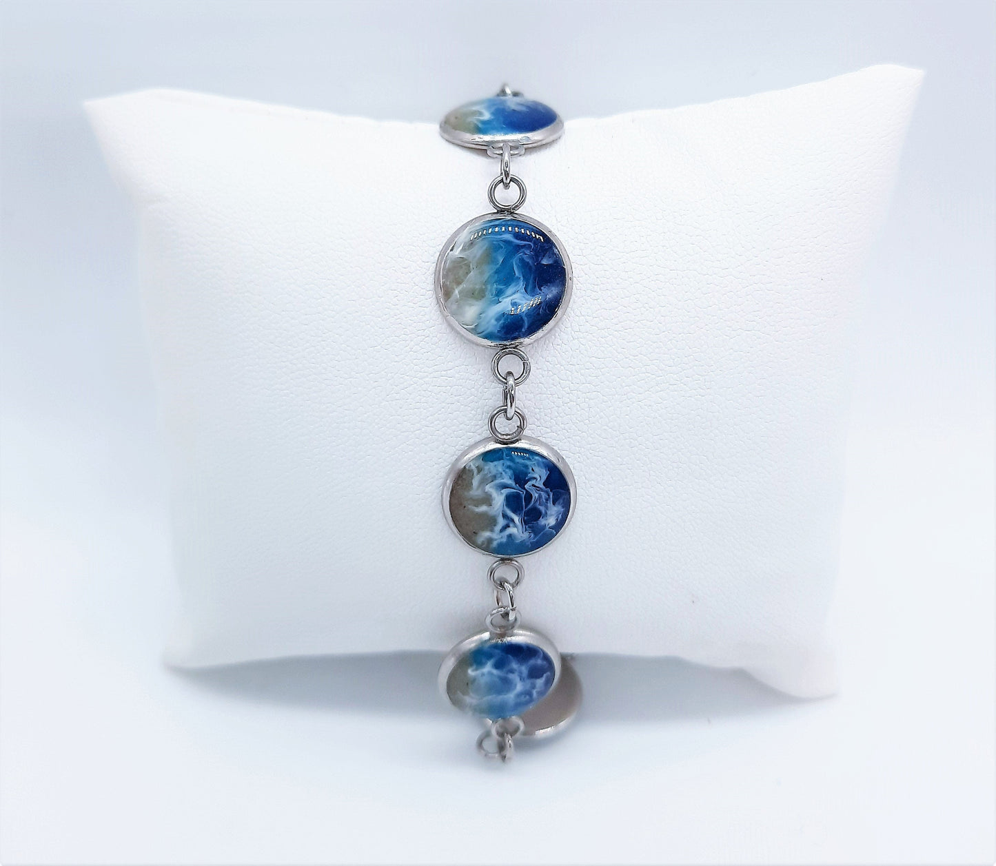 Small Circle Resin Seascape Link Bracelet