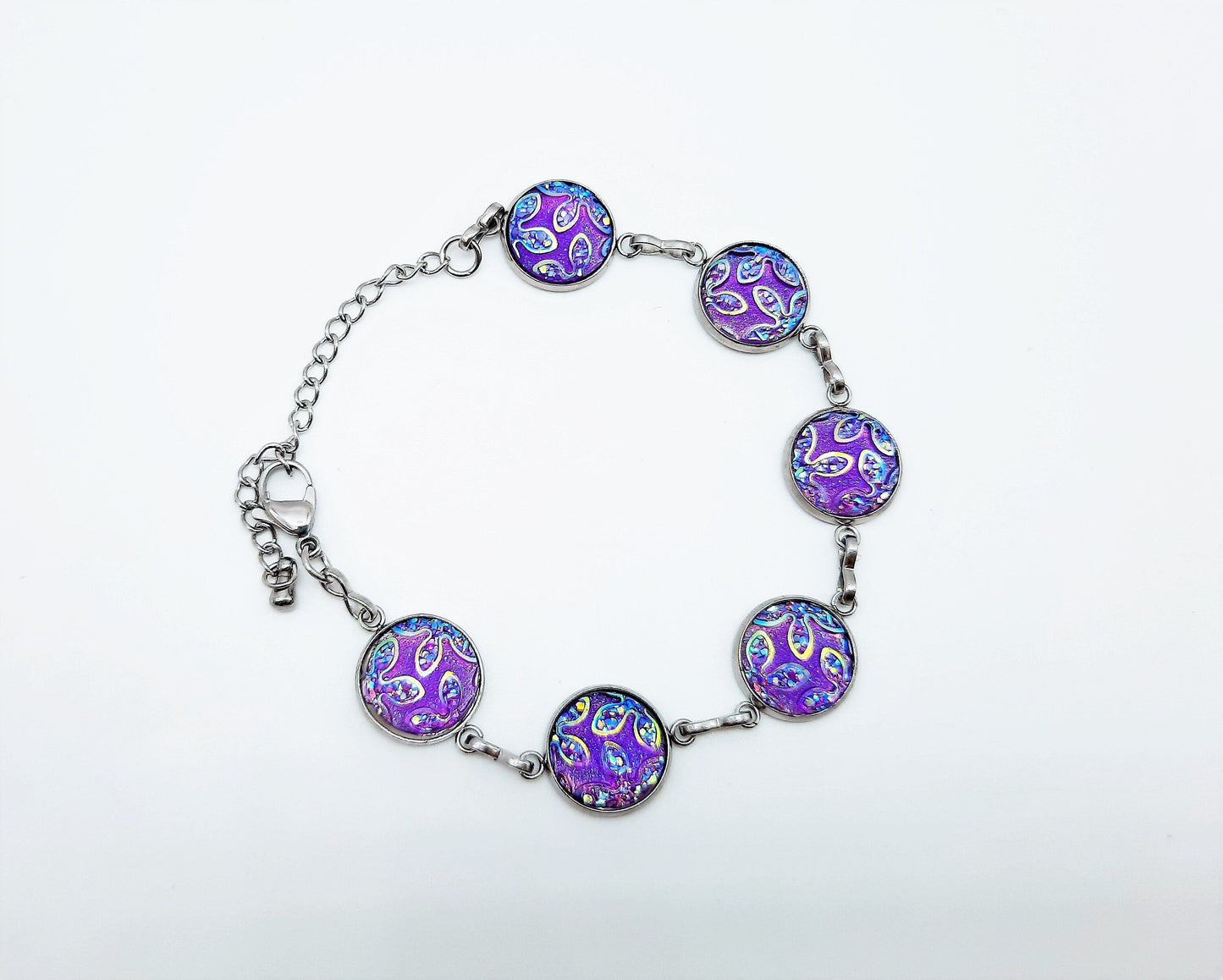 Purple Iridescent Resin Link Bracelet