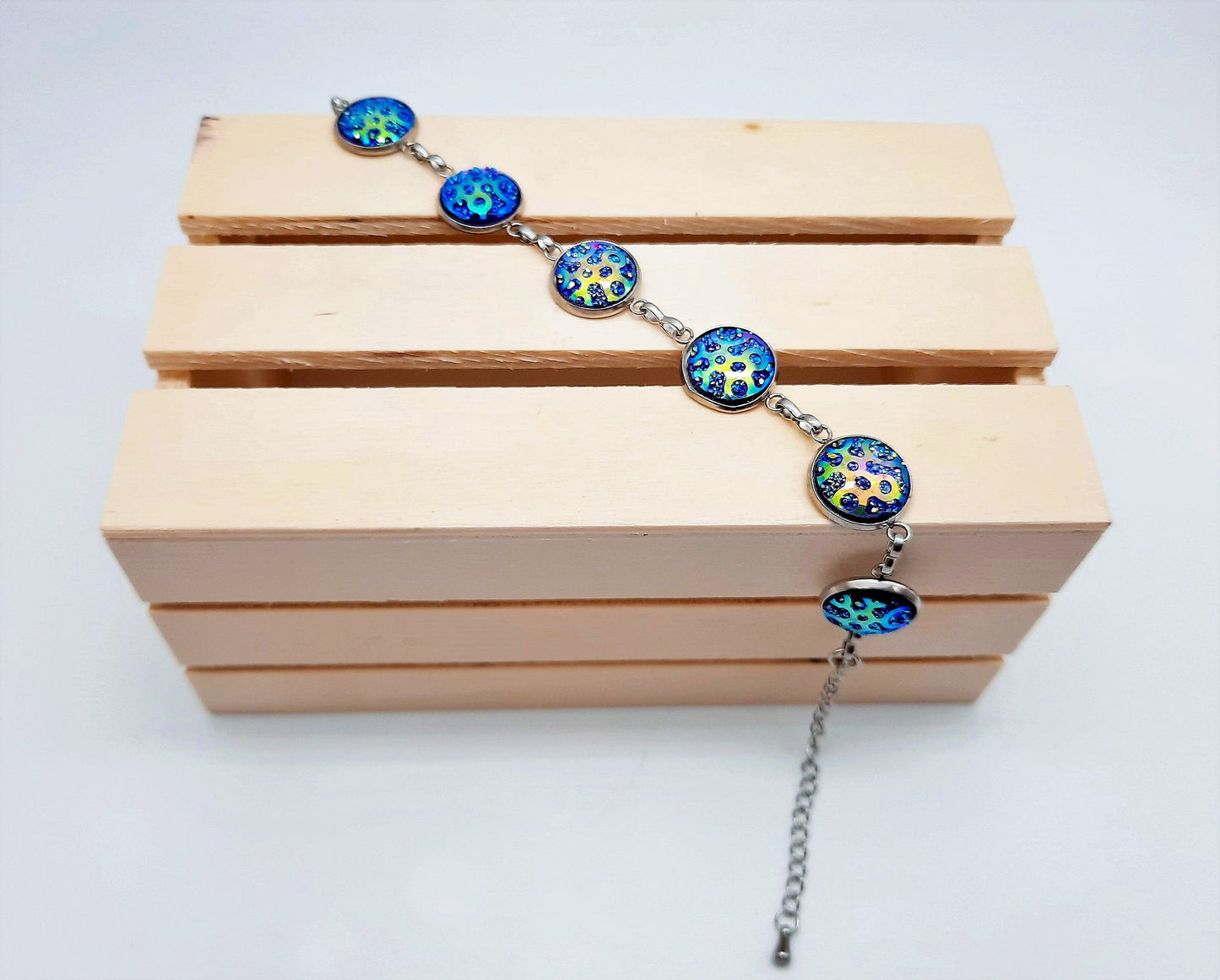 Purple Iridescent Resin Link Bracelet