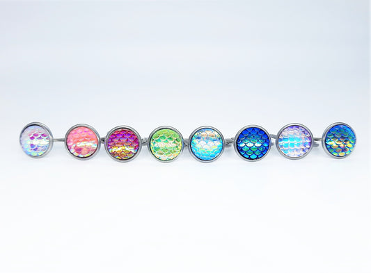 Iridescent 12mm Mermaid Scale Finger Cuff Ring