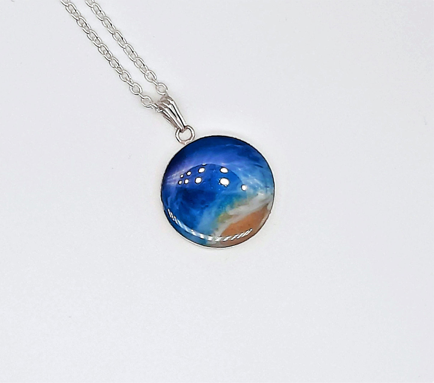 925 Sterling Silver Resin Seascape Necklace