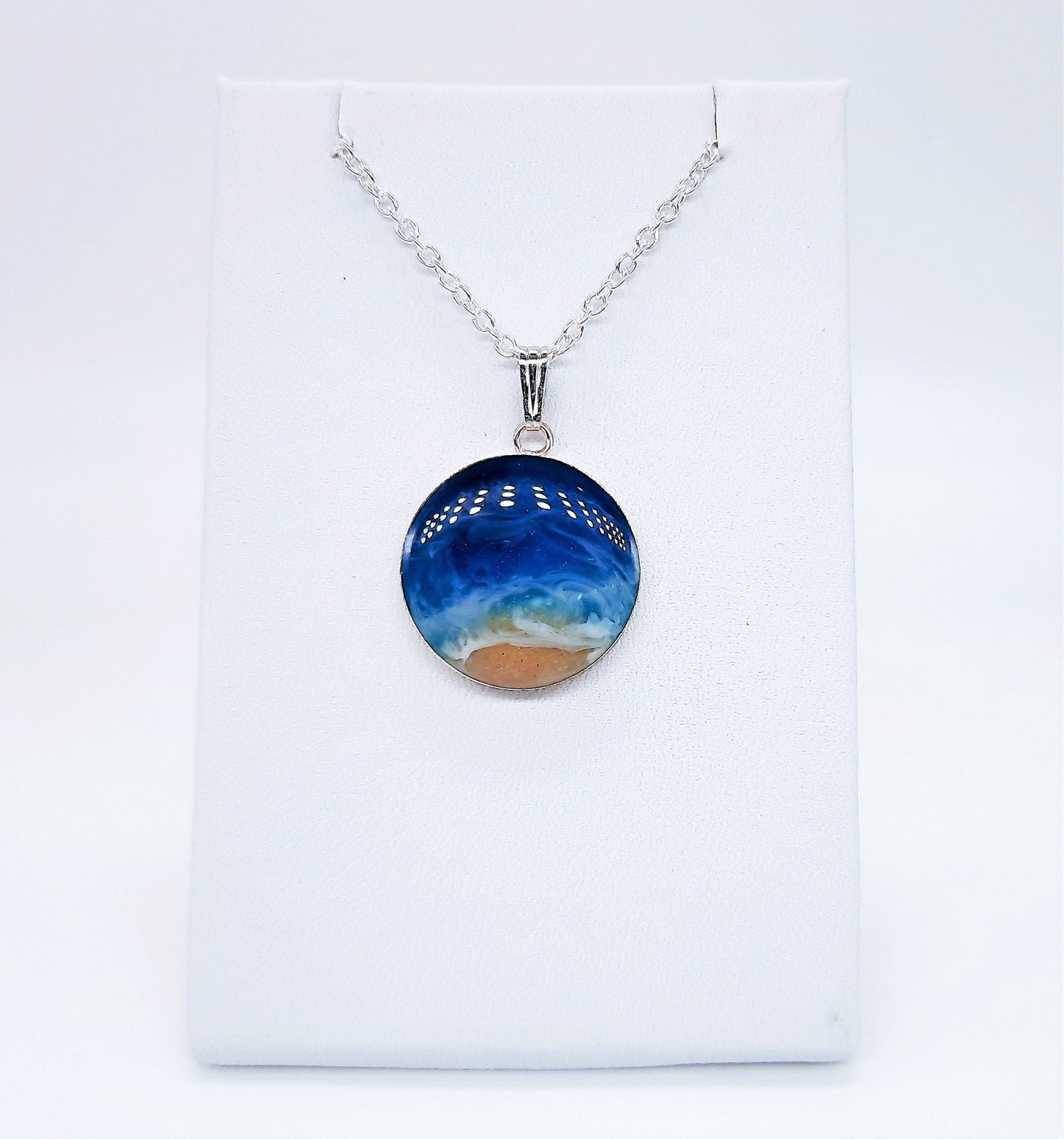 925 Sterling Silver Resin Seascape Necklace