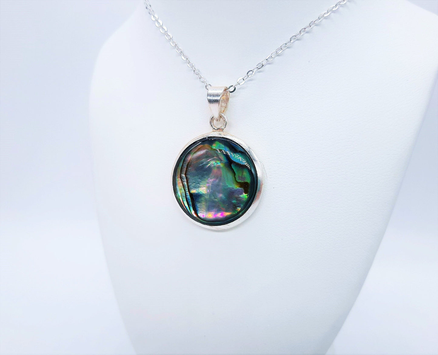 925 Sterling Silver Abalone / Paua Seashell Necklace