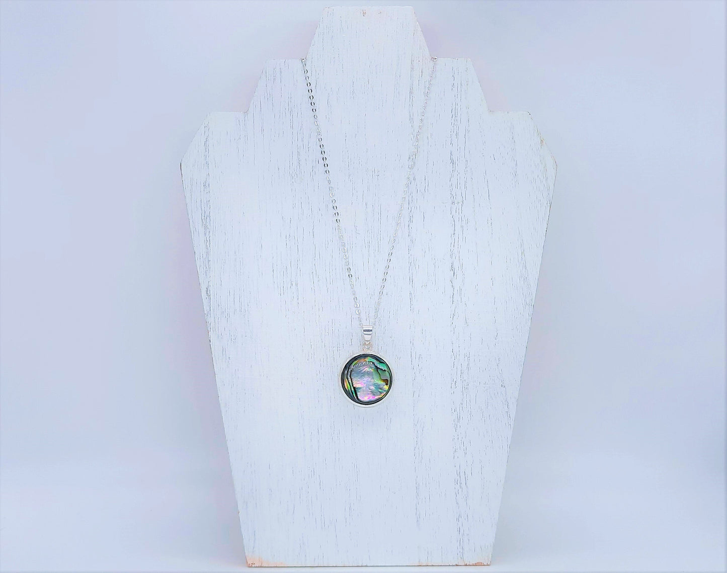 925 Sterling Silver Abalone / Paua Seashell Necklace