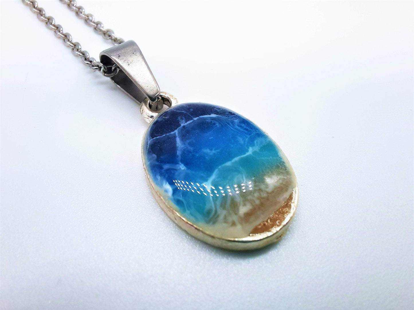Small Oval Resin Seascape Necklace