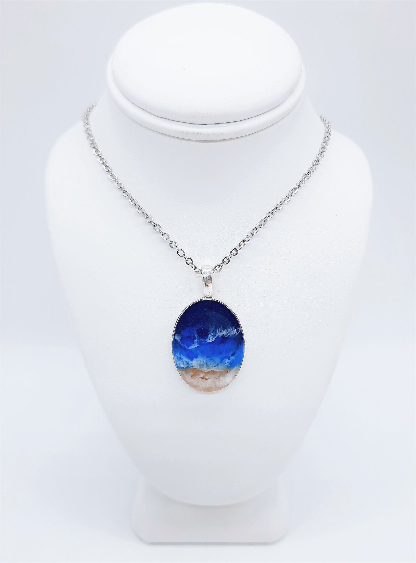 Large Oval Resin Seascape Necklace