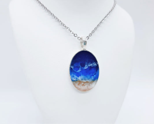 Large Oval Resin Seascape Necklace